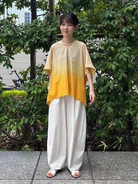 「LOISIR（ロワズィール）のストラップサンダル（サンダル、ホワイト系）」を使った、ADIEU TRISTESSEさん（レディース・165cm）の夏コーディネート