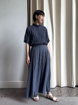 「LOISIR（ロワズィール）のストラップサンダル（サンダル、ホワイト系）」を使った、ADIEU TRISTESSEさん（レディース・165cm）の夏コーディネート