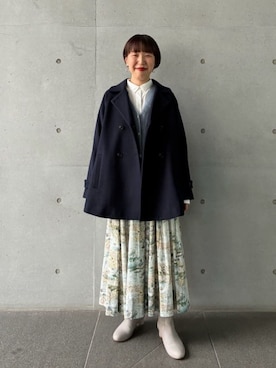 「アイテム（ピーコート、ブルー系）」を使った、ADIEU TRISTESSEさん（レディース・162cm）の秋コーディネート