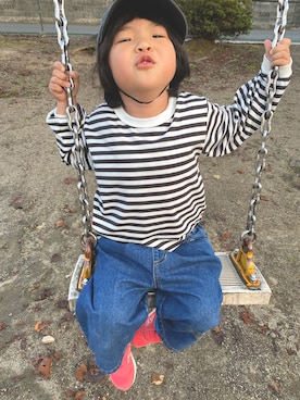 「アイテム（キャップ）」を使った、こはるんさん（キッズ・100cm）の秋コーディネート