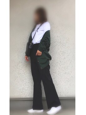 「tiptop（ティップトップ）のアイテム（スラックス、ブラック系）」を使った、ろくさん（レディース・163cm）の秋コーディネート