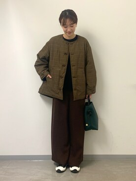 「zucca」｜「アイテム（スウェット）」を使った、minamikawaさん（レディース・160cm）の冬コーディネート