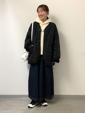 「zucca」｜「アイテム（スウェット）」を使った、minamikawaさん（レディース・160cm）の冬コーディネート