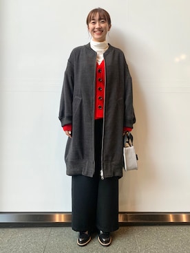 「zucca」｜「アイテム（ノーカラーコート）」を使った、minamikawaさん（レディース・160cm）の秋コーディネート