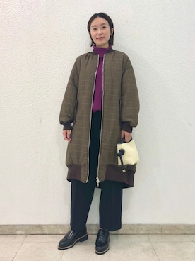 「zucca」｜「アイテム（ノーカラーコート）」を使った、minamikawaさん（レディース・160cm）の秋コーディネート