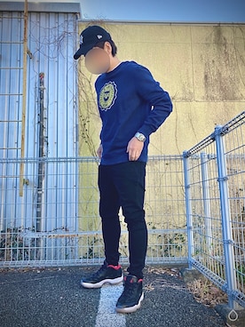 「NEW ERA（ニューエラ）のアイテム（キャップ、ブラック系）」を使った、t117さん（メンズ・176cm）の秋コーディネート