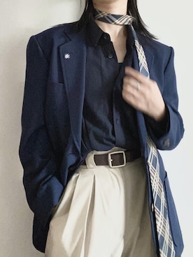 「制服」｜「アイテム（ピーコート）」を使った、ghyeahさん（レディース・164cm）の冬コーディネート