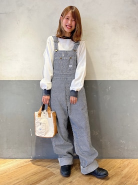 「Lee（リー）のアイテム（サロペット/オーバーオール）」を使った、てらちゃんさん（レディース・164cm）の冬コーディネート