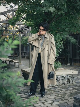 「stein」｜「アイテム（トレンチコート）」を使った、yukiさん（メンズ・173cm）の冬コーディネート