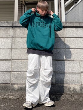 꽃/hanangさんの「【60】CYPHER3/サイファーサム Arch Classic Logo Hoodie」を使ったコーディネート