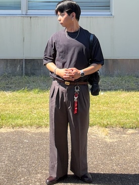 SEMI WIDE STRAIGHT WOOLY SLACKSを使った人気ファッション