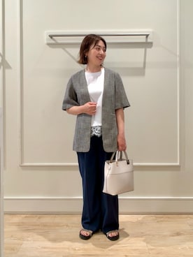 「アイテム（ノーカラージャケット）」を使った、shinoさん（レディース・156cm）の夏コーディネート
