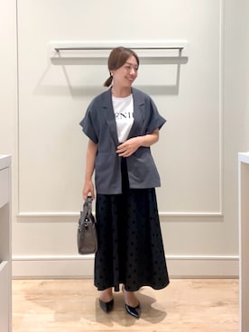 「MICO COULIER（ミコクリエ）のラインテープ2WAYミニトートバッグ（トートバッグ）」を使った、shinoさん（レディース・156cm）の秋コーディネート
