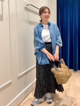 「デニムシャツ」｜shinoさん（レディース・156cm）の夏コーディネート