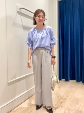 「袖フリル」｜shinoさん（レディース・156cm）の夏コーディネート