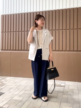 「パンツスタイル」｜「アイテム（テーラードジャケット）」を使った、shinoさん（レディース・156cm）の夏コーディネート