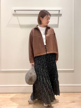 「スカートコーデ」｜「アイテム（ブルゾン）」を使った、shinoさん（レディース・156cm）の秋コーディネート