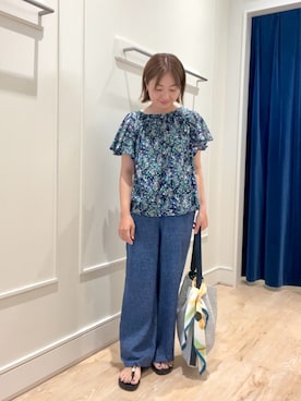 「袖フリル」｜shinoさん（レディース・156cm）の夏コーディネート