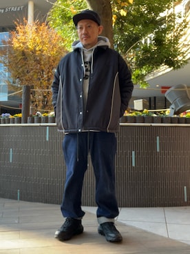 「Reebok（リーボック）のアイテム（キャップ）」を使った、KAZUさん（メンズ・161cm）の冬コーディネート