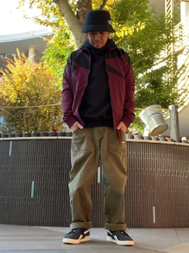 「ハットコーデ」｜「アイテム（スニーカー）」を使った、KAZUさん（メンズ・161cm）の冬コーディネート