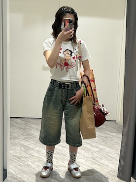「アイテム（ベルト）」を使った、fuchaaaaaanさん（レディース・154cm）の夏コーディネート