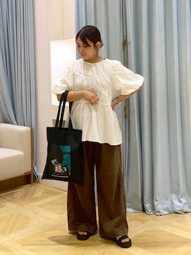「LOWRYS FARM（ローリーズファーム）のThe Wizard of Oz／トートＢＡＧ　1000262（トートバッグ、ブラック系）」を使った、nope110さん（レディース・158cm）の夏コーディネート
