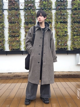 「アイテム（ステンカラーコート）」を使った、Fuuyaさん（メンズ・170cm・20代）の冬コーディネート
