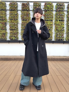 「アイテム（チェスターコート）」を使った、Fuuyaさん（メンズ・170cm）の冬コーディネート