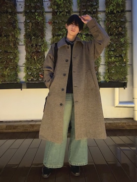 「アイテム（ステンカラーコート）」を使った、Fuuyaさん（メンズ・170cm）の秋コーディネート