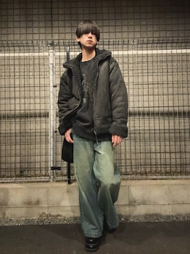 「アイテム（ムートンコート）」を使った、Fuuyaさん（メンズ・170cm）の秋コーディネート