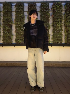 「アイテム（デニムパンツ、ベージュ系）」を使った、Fuuyaさん（メンズ・170cm）の秋コーディネート