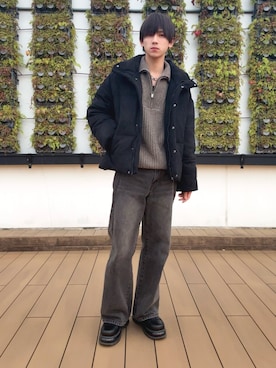 「アイテム（ローファー）」を使った、Fuuyaさん（メンズ・170cm）の冬コーディネート