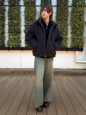 「アイテム（ムートンコート）」を使った、Fuuyaさん（メンズ・170cm・20代）の秋コーディネート