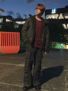 「アイテム（ムートンコート）」を使った、Fuuyaさん（メンズ・170cm）の秋コーディネート