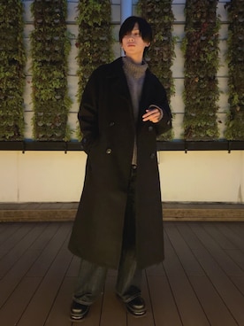 「アイテム（チェスターコート）」を使った、Fuuyaさん（メンズ・170cm）の冬コーディネート