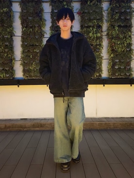 「アイテム（ムートンコート）」を使った、Fuuyaさん（メンズ・170cm・20代）の冬コーディネート