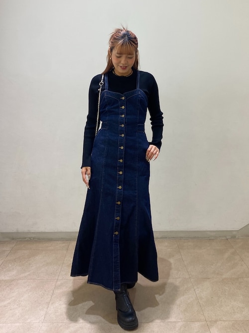 新品♡⃛フリーズマート【低身長】バックリボンマーメイドデニムジャンパースカート S ◇【3サイズ展開XS-M】バックリボンマーメイドデニムジャンパー