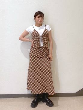 「アイテム（スカート）」を使った、RINKAさん（レディース・165cm）の夏コーディネート
