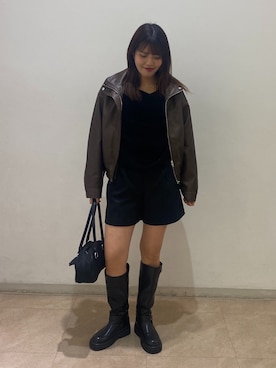 「FREE'S MART（フリーズマート）のアイテム（ブルゾン）」を使った、RINKAさん（レディース・165cm）の冬コーディネート