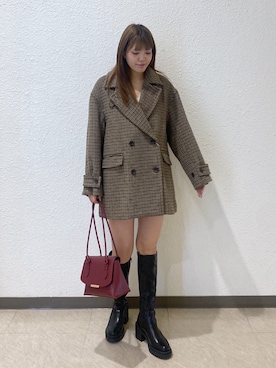 「秋服コーデ」｜「アイテム（ピーコート）」を使った、RINKAさん（レディース・165cm）の秋コーディネート