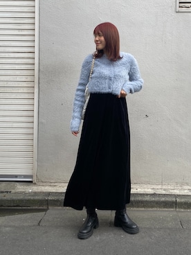 「ゆるニット」｜「アイテム（ワンピース/ドレス）」を使った、RINKAさん（レディース・165cm）の冬コーディネート
