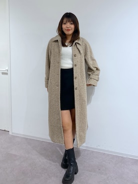 「FREE'S MART（フリーズマート）のアイテム（ステンカラーコート）」を使った、RINKAさん（レディース・165cm）の冬コーディネート