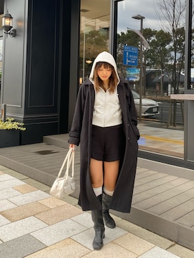 「FREE'S MART（フリーズマート）のアイテム（ステンカラーコート）」を使った、RINKAさん（レディース・165cm）の冬コーディネート