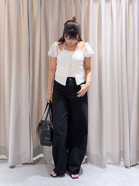 「FREE'S MART（フリーズマート）のホルターレイヤードカットソー（Tシャツ/カットソー、ホワイト系）」を使った、RINKAさん（レディース・165cm）の夏コーディネート