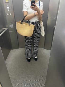 「PETIT BATEAU（プチバトー）のポワンココット半袖Ｔシャツ（Tシャツ/カットソー、ホワイト系）」を使った、eriさん（レディース・169cm）の秋コーディネート