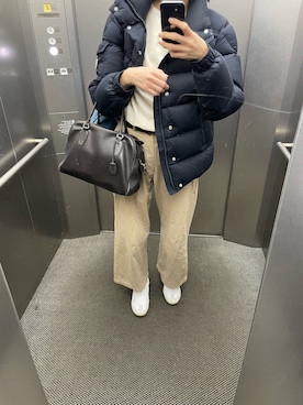 「MONCLER（モンクレール）のアイテム（ダウンジャケット/コート）」を使った、eriさん（レディース・169cm）の冬コーディネート