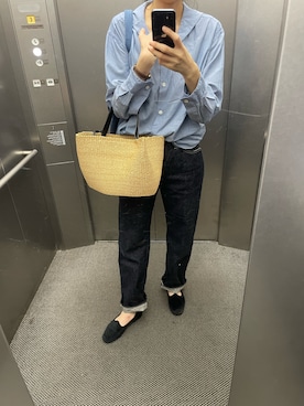 「アイテム（かごバッグ）」を使った、eriさん（レディース・169cm）の秋コーディネート