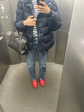 「MONCLER（モンクレール）のアイテム（ダウンジャケット/コート）」を使った、eriさん（レディース・169cm）の冬コーディネート