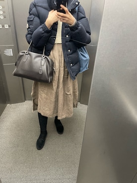 「アイテム（ワンピース/ドレス、ベージュ系）」を使った、eriさん（レディース・169cm）の秋コーディネート