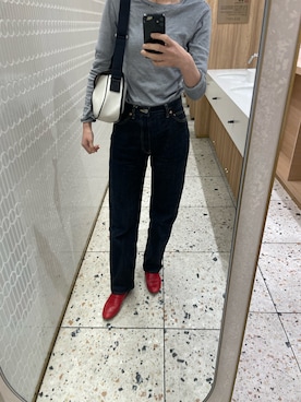 「PETIT BATEAU（プチバトー）の長袖Ｔシャツ（Tシャツ/カットソー、ブルー系）」を使った、eriさん（レディース・169cm）の夏コーディネート